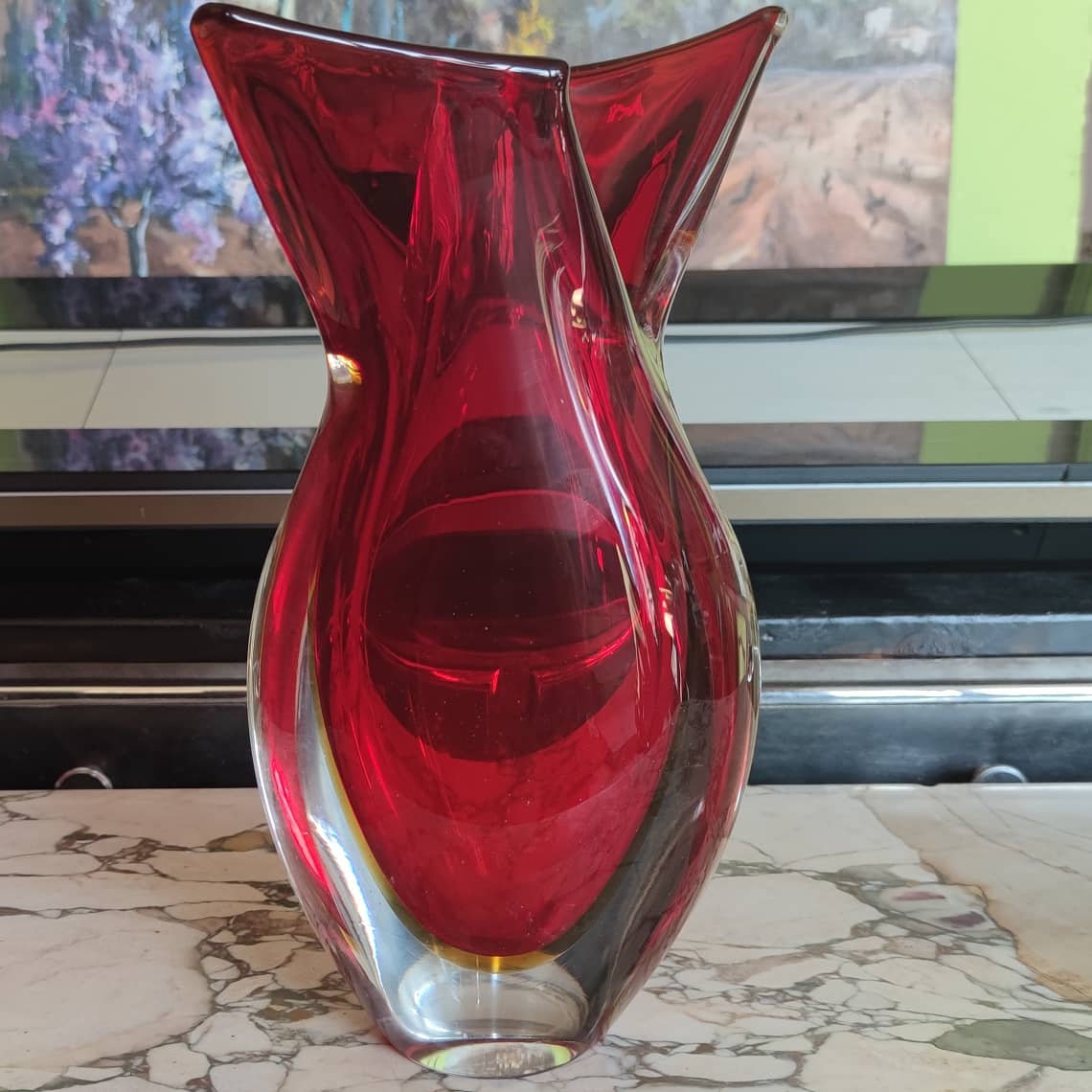Murano crystal vase in three colors, circa 1970