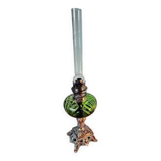 OIL LAMP - HUGO SCHNEIDER - GILT BRONZE LEG – NAPOLEON 3- GREEN GLASS – LATE 19th century – RA PIECE
