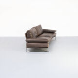 Foster & Partners ‘Still Sdc250’ curved sofa in brown leather for Molteni & C