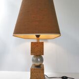Vintage 1970 lamp in cork & metal