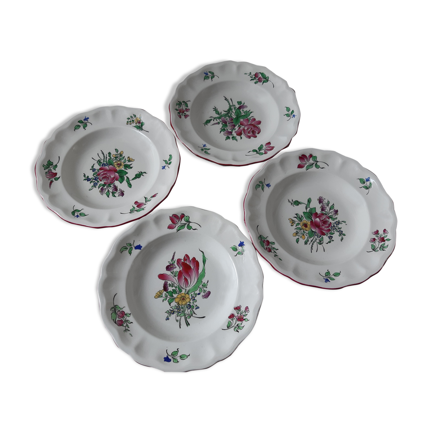 Lot de 4 assiettes creuses Luneville