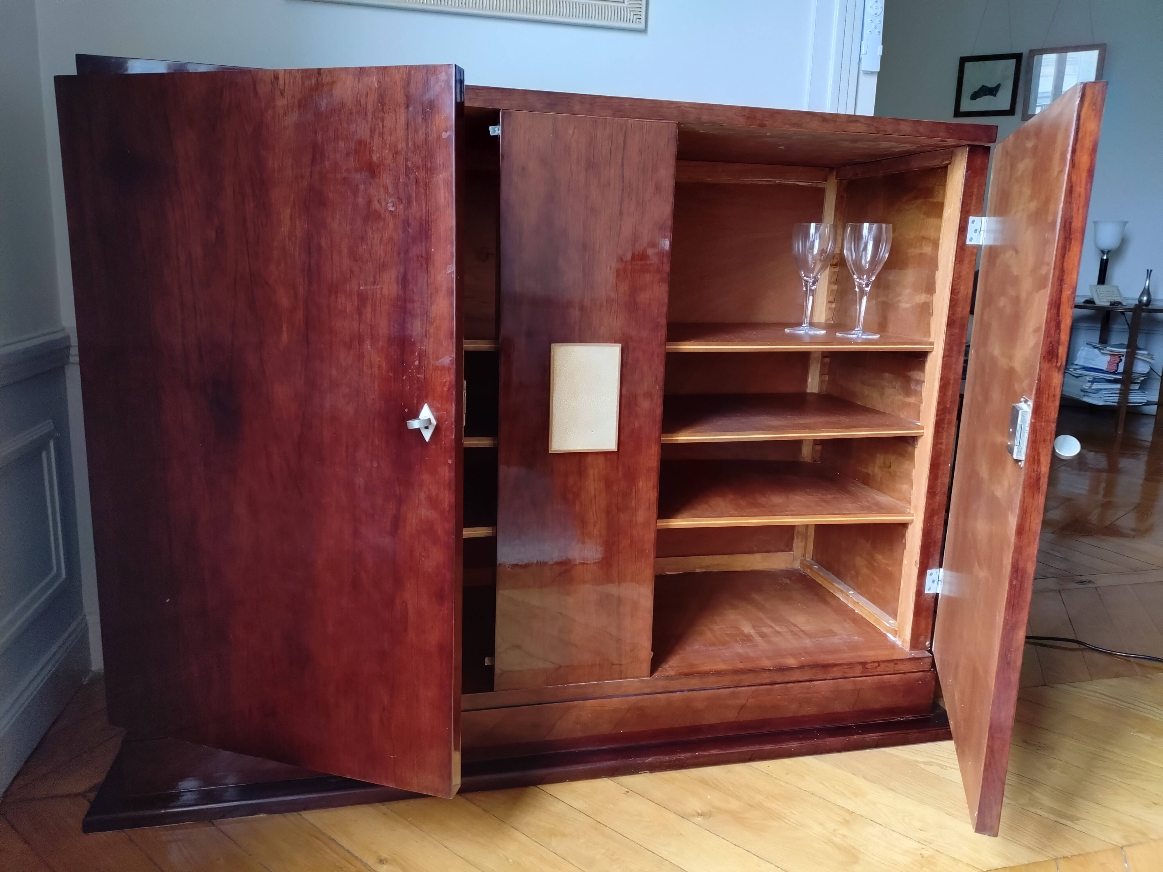 Art Deco buffet from the 1930s – Solid rosewood and stingray skin - Paris 11
