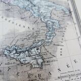 Italy, old map, printed in 1852.