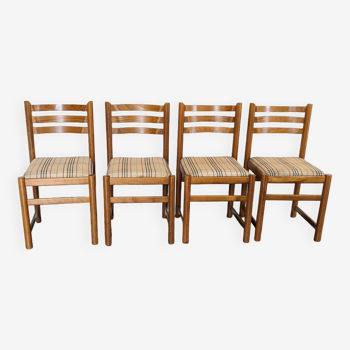 Set of 4 stained oak chairs from the collomb furniture brand
