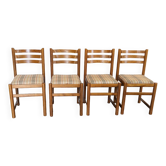 Set of 4 stained oak chairs from the collomb furniture brand