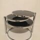 3-plate swivel coffee table in 1970s glass and chrome