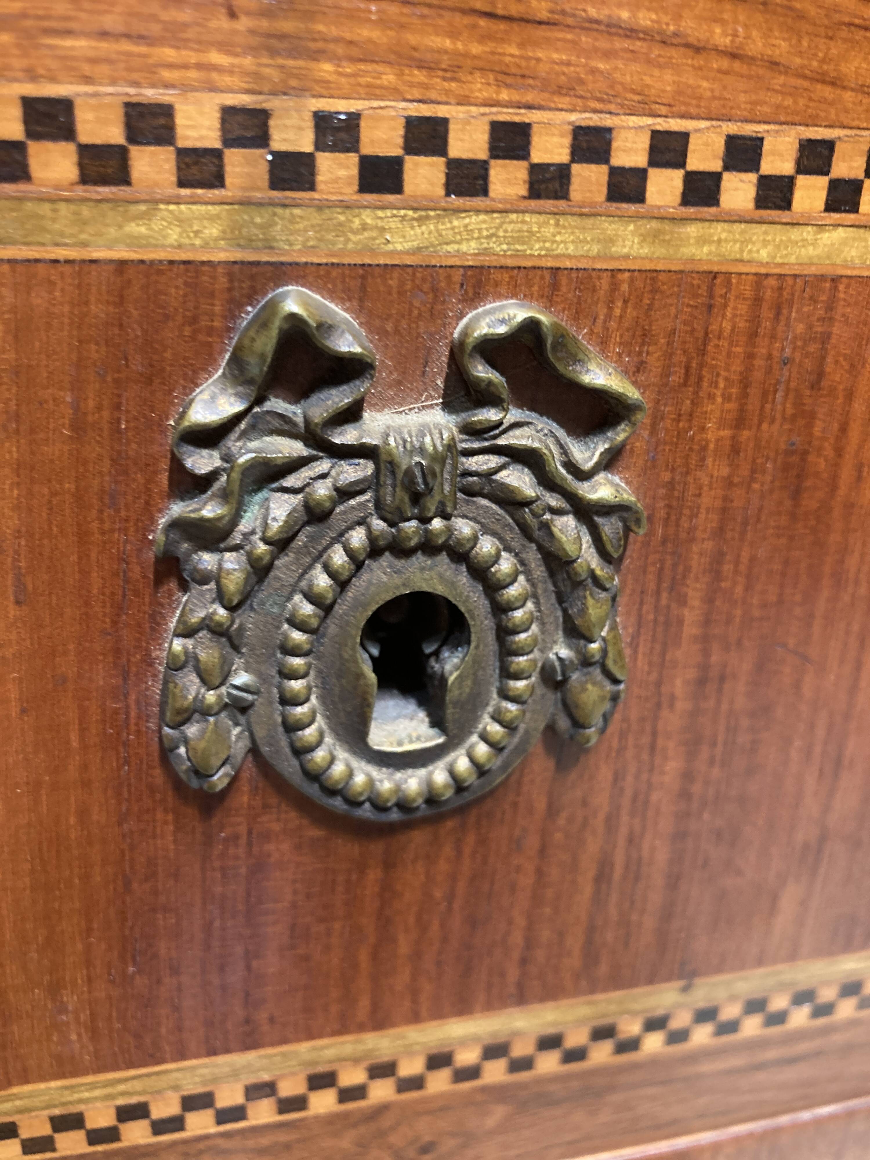 Louis XVI style chest of drawers with pink marble top