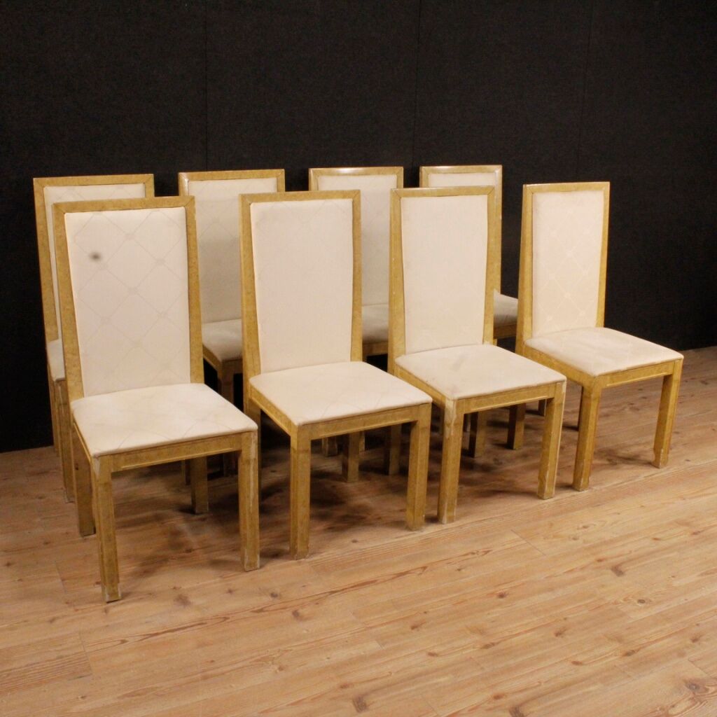 Set of 8 Italian Chairs, lacquered and painted