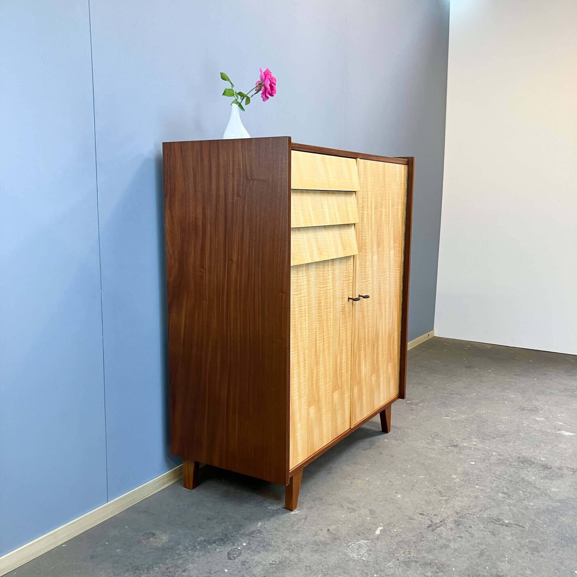 Highboard, striped maple, 1960s