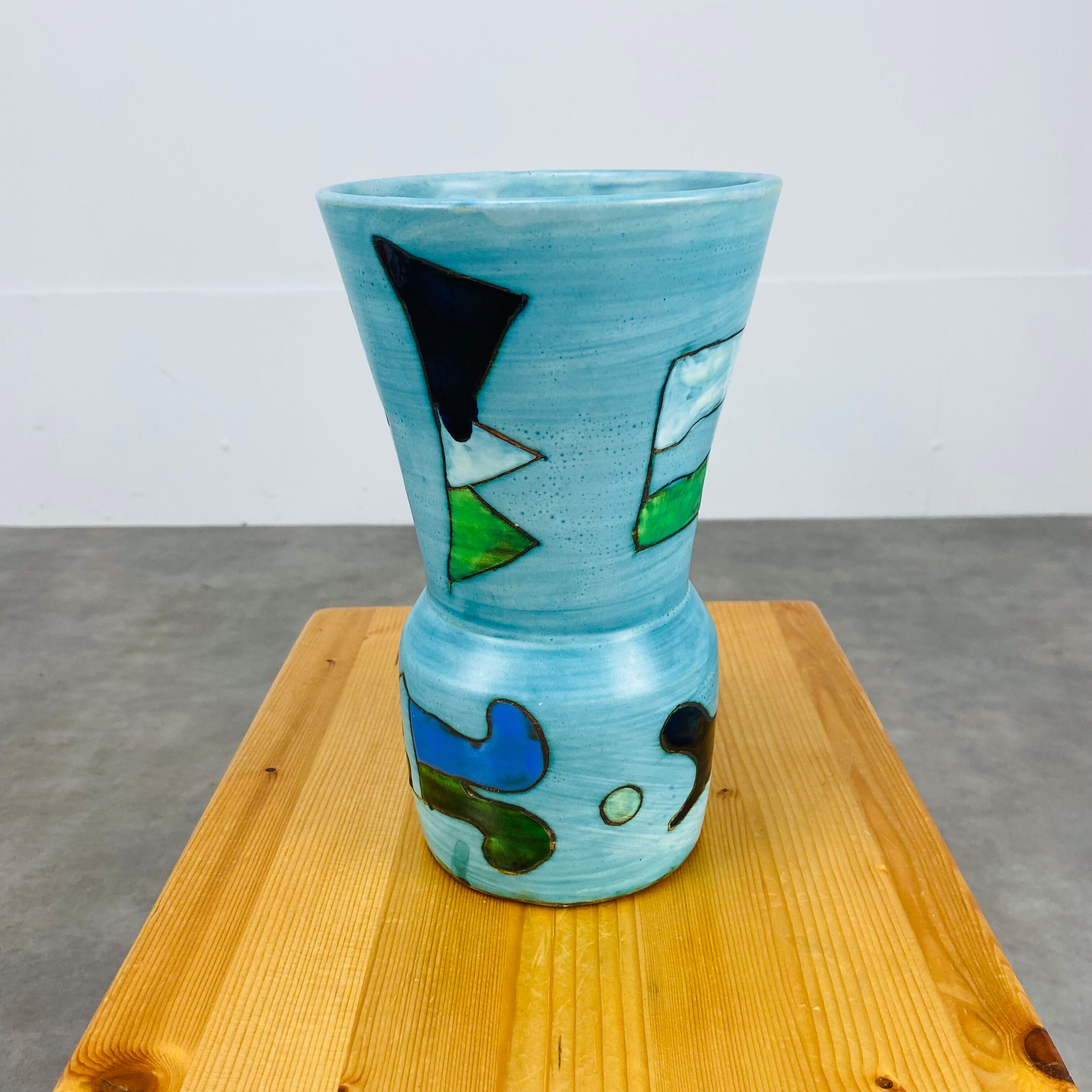 Side table and vase signed MC Treinen ceramic from Vallauris 1950s