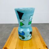 Side table and vase signed MC Treinen ceramic from Vallauris 1950s