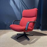 Geoffrey Harcourt F154 vintage swivel armchair for Artifort red fabric 70s