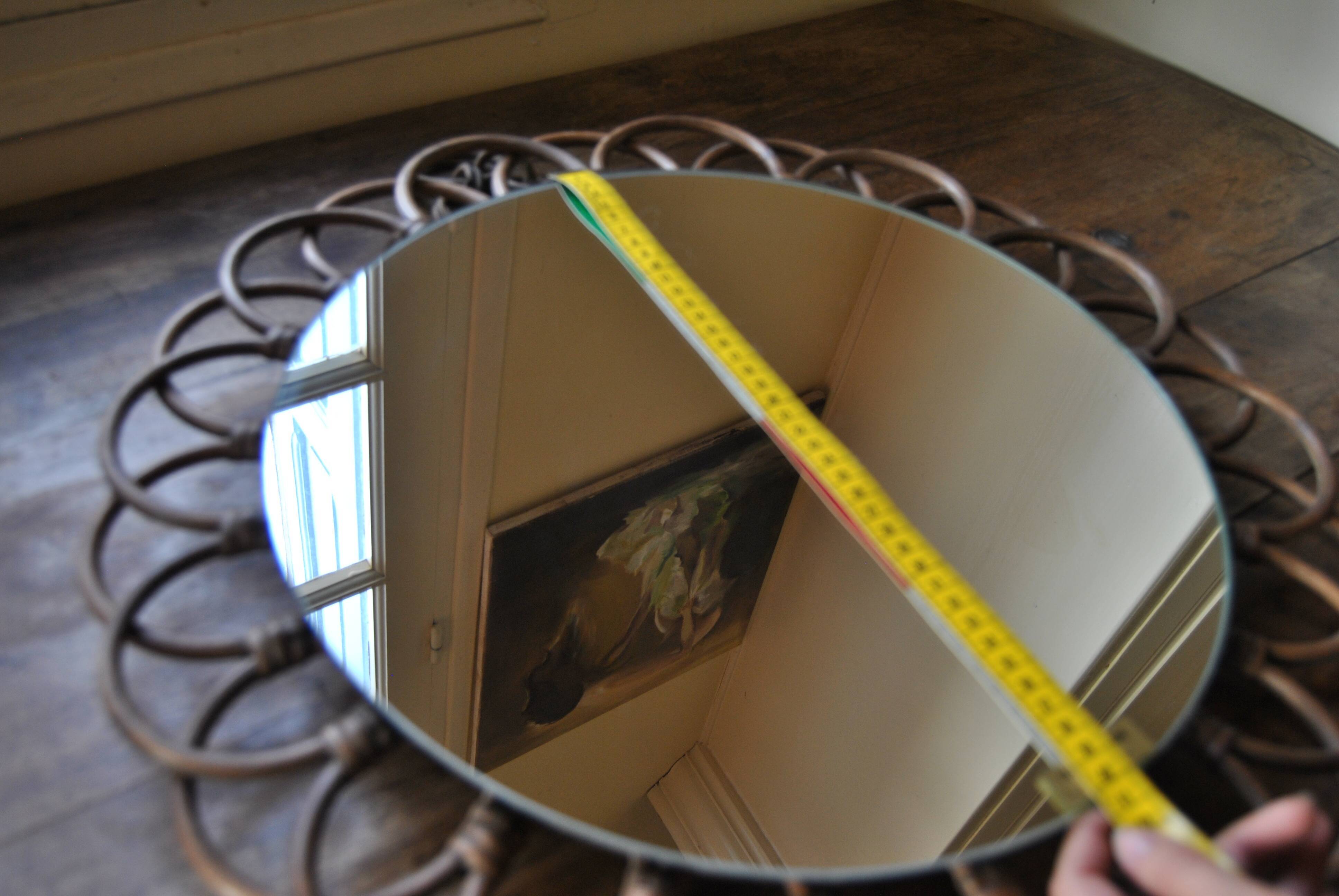 Rattan mirror "art vannerie" 60s 54cm
