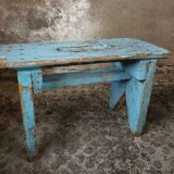 Brocante wooden bench stool etagere light blue