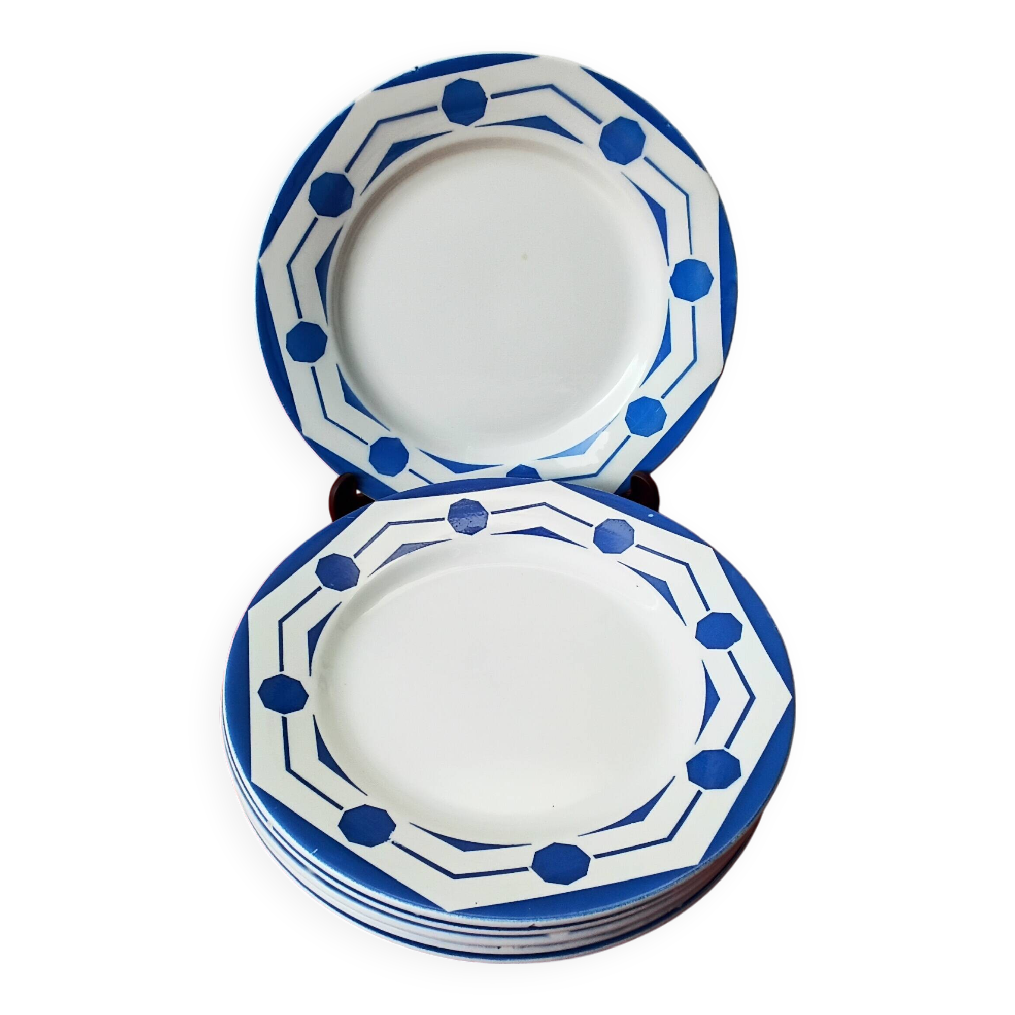 Lot of six flat plates from Digoin Sarreguemines