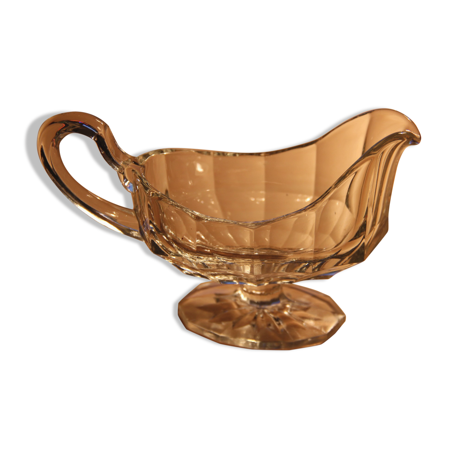 Saucière art-déco en verre moulé