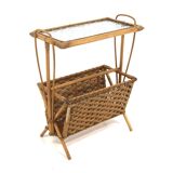 Scandinavian rattan magazine rack, Sweden, 1950