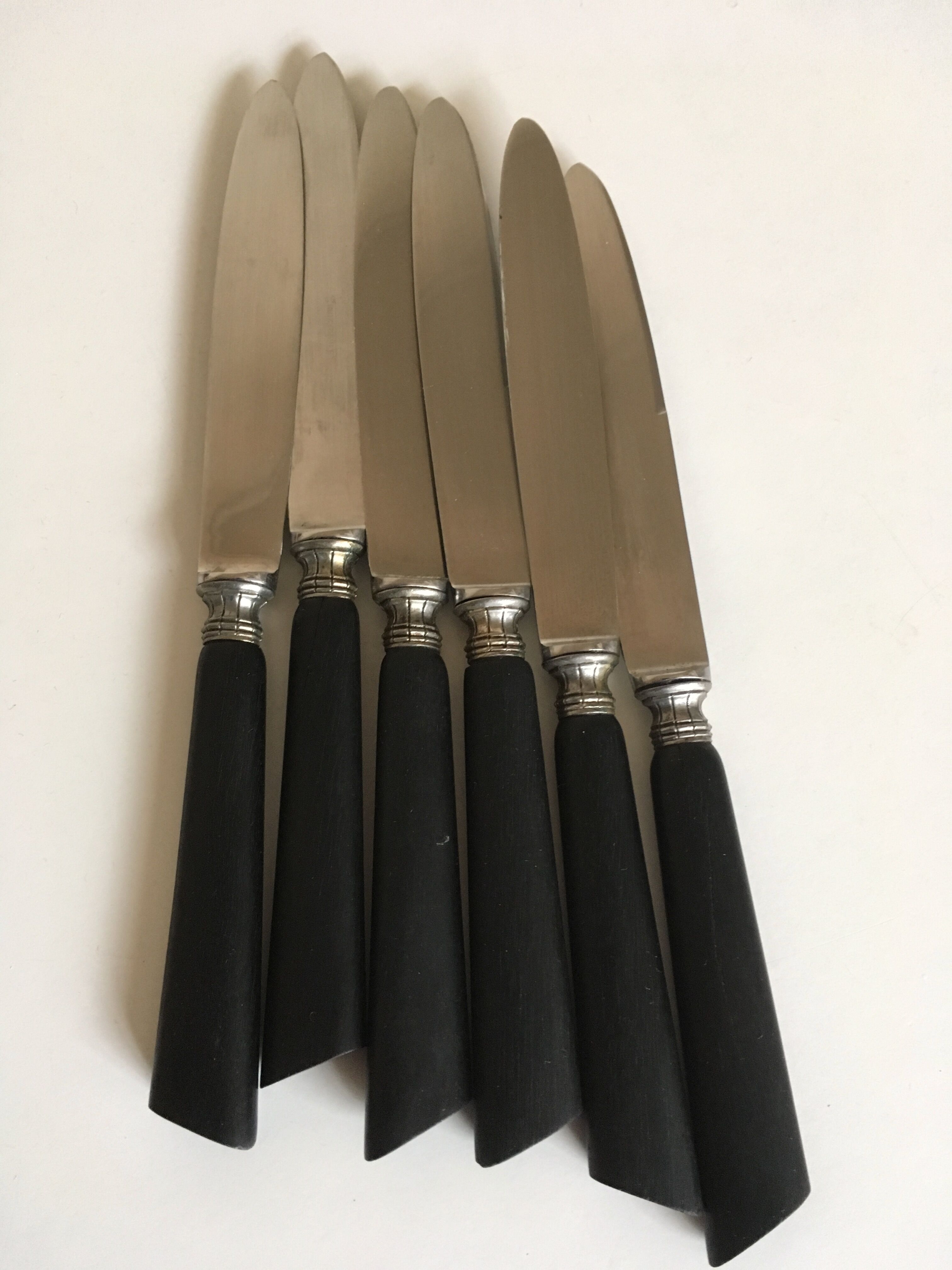 series of 6 19th ebony wooden table knives