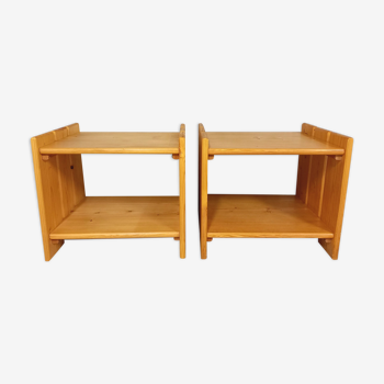Pair of vintage pine bedside tables 70s 80s
