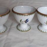 Set of three egg cups, barbel pattern decorations