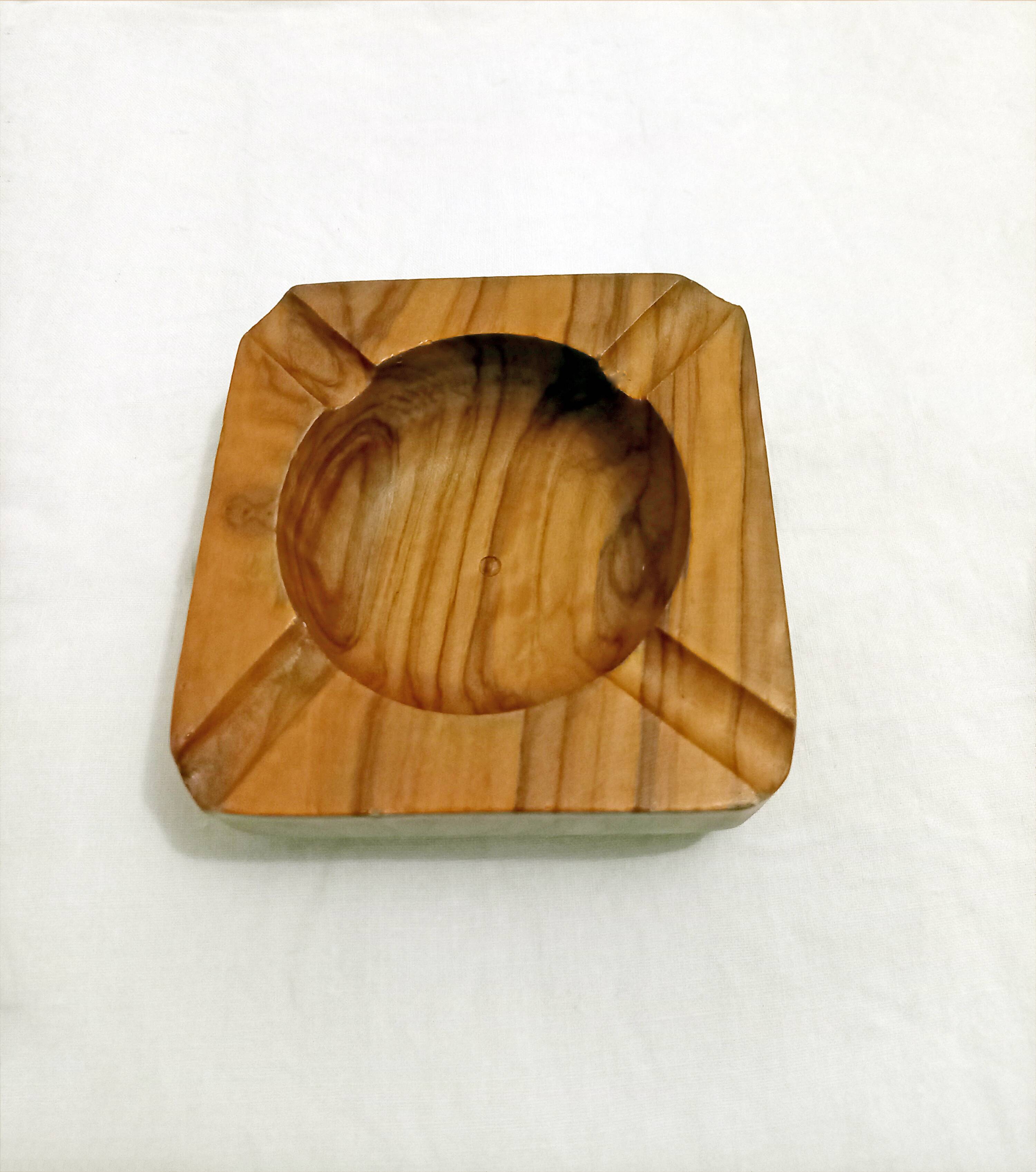 Old olive wood ashtray