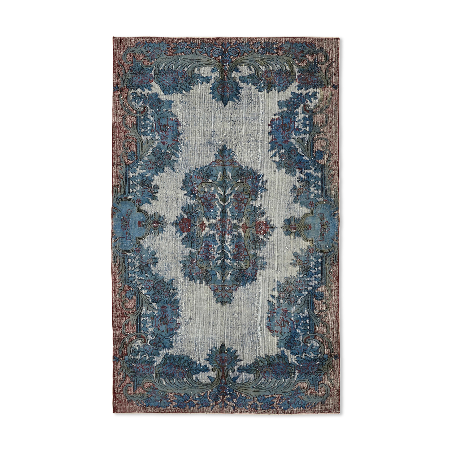 Hand-knotted antique oriental 1970s 163 cm x 267 cm blue carpet