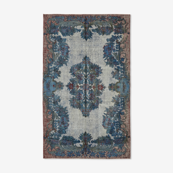 Hand-knotted antique oriental 1970s 163 cm x 267 cm blue carpet