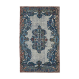 Hand-knotted antique oriental 1970s 163 cm x 267 cm blue carpet