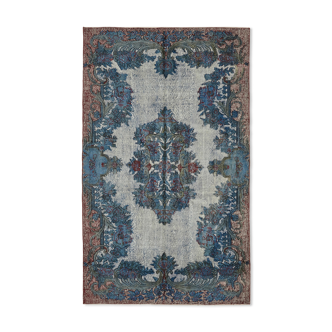 Hand-knotted antique oriental 1970s 163 cm x 267 cm blue carpet