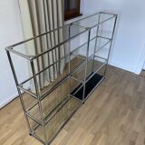USM Haller shelf in glass and Graphite Black