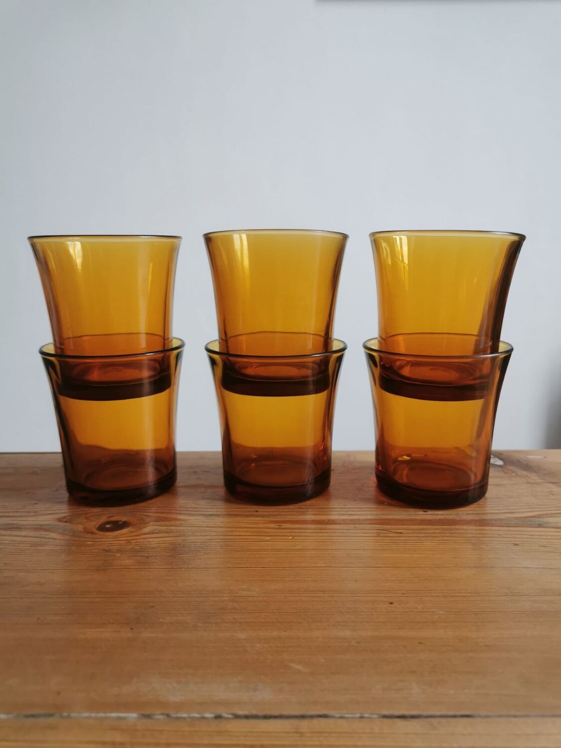 Set of 6 Duralex amber glasses