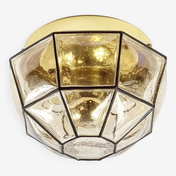 Mid-Century Iron and Glass Flush Mount/Ceiling Light from Limburg, Germany, 1960s