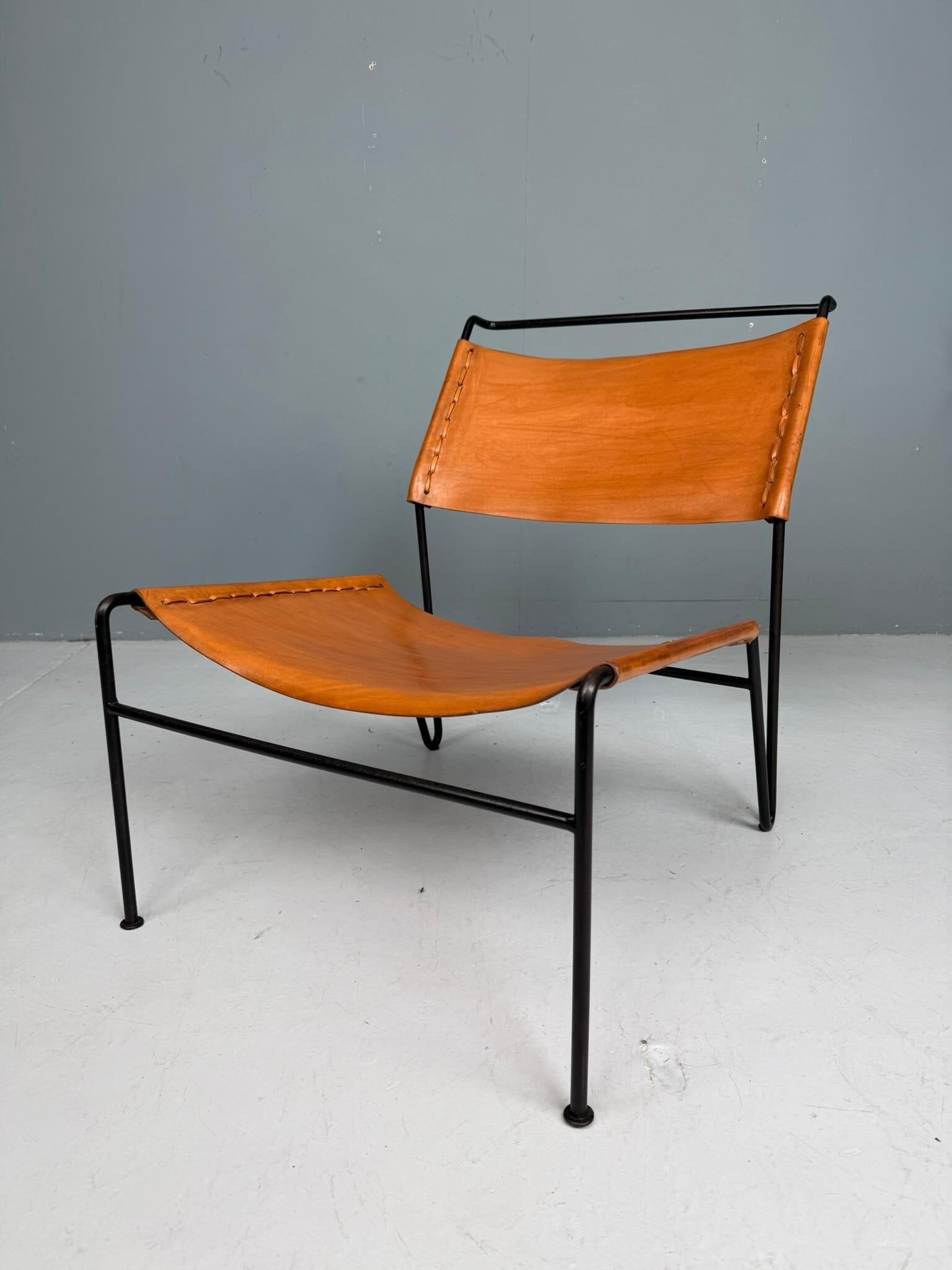 A. A. Dolleman Lounge Chair by Metz & Co, Mid-Century Leather & Metal