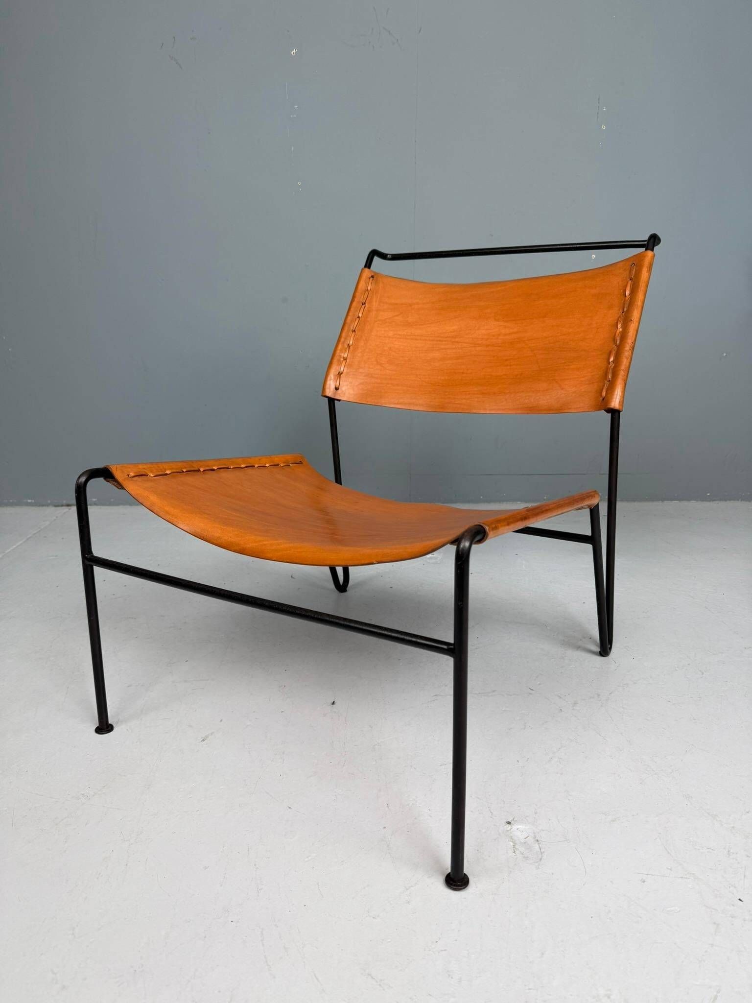 A. A. Dolleman Lounge Chair by Metz & Co, Mid-Century Leather & Metal