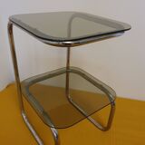 Smoked glass and chrome side table