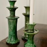 Bougeoir chandelier de tamegroute céramique émaillé vert l h30 cm