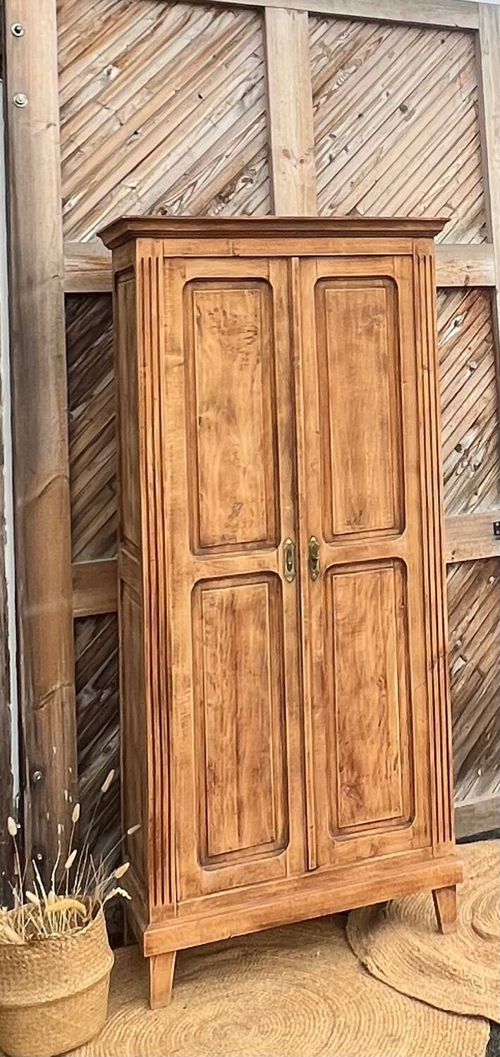 Vintage Parisian wardrobe in raw solid wood