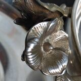 Alpaca silver metal serving dish with flowers