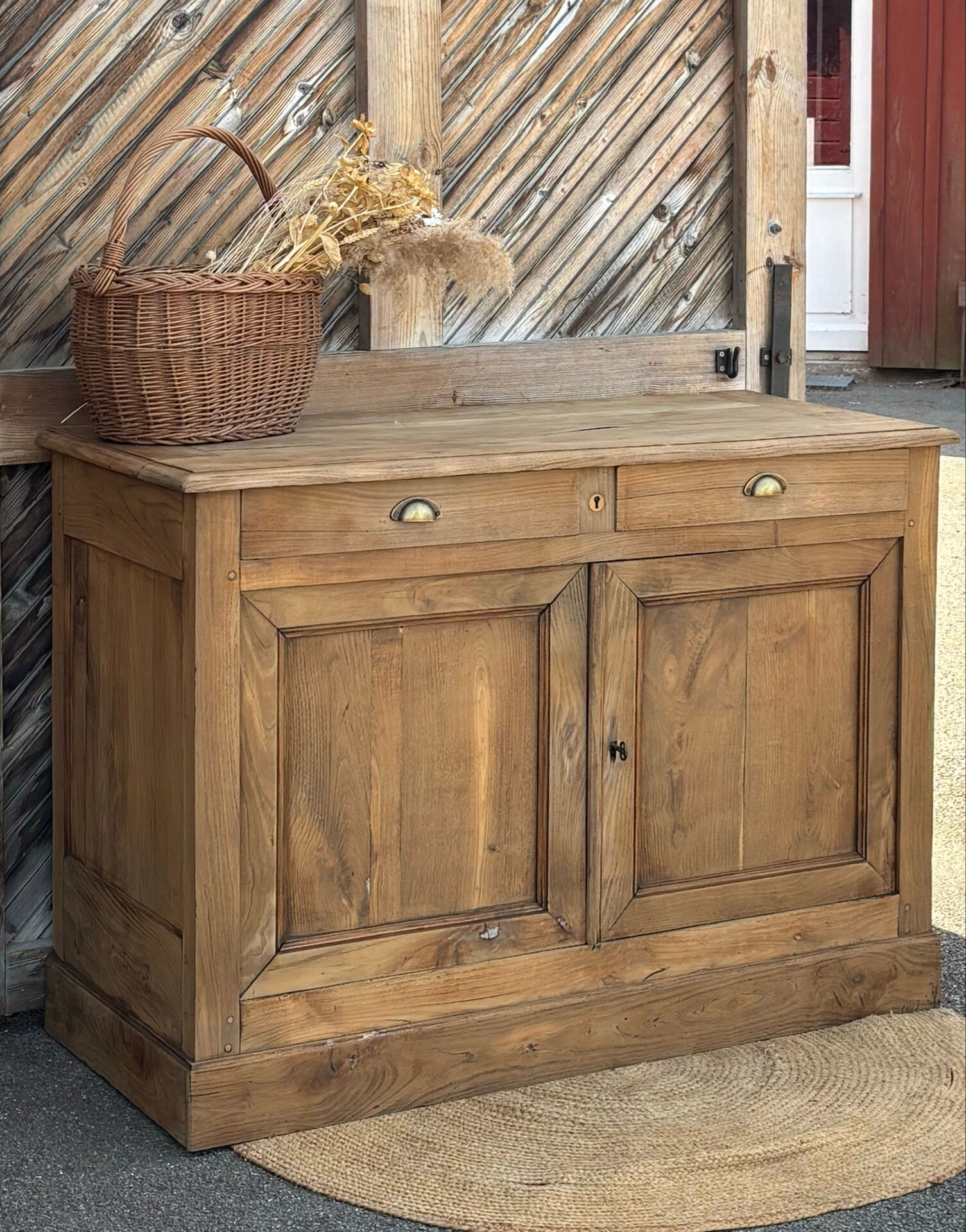 Renovated antique buffet in raw solid oak