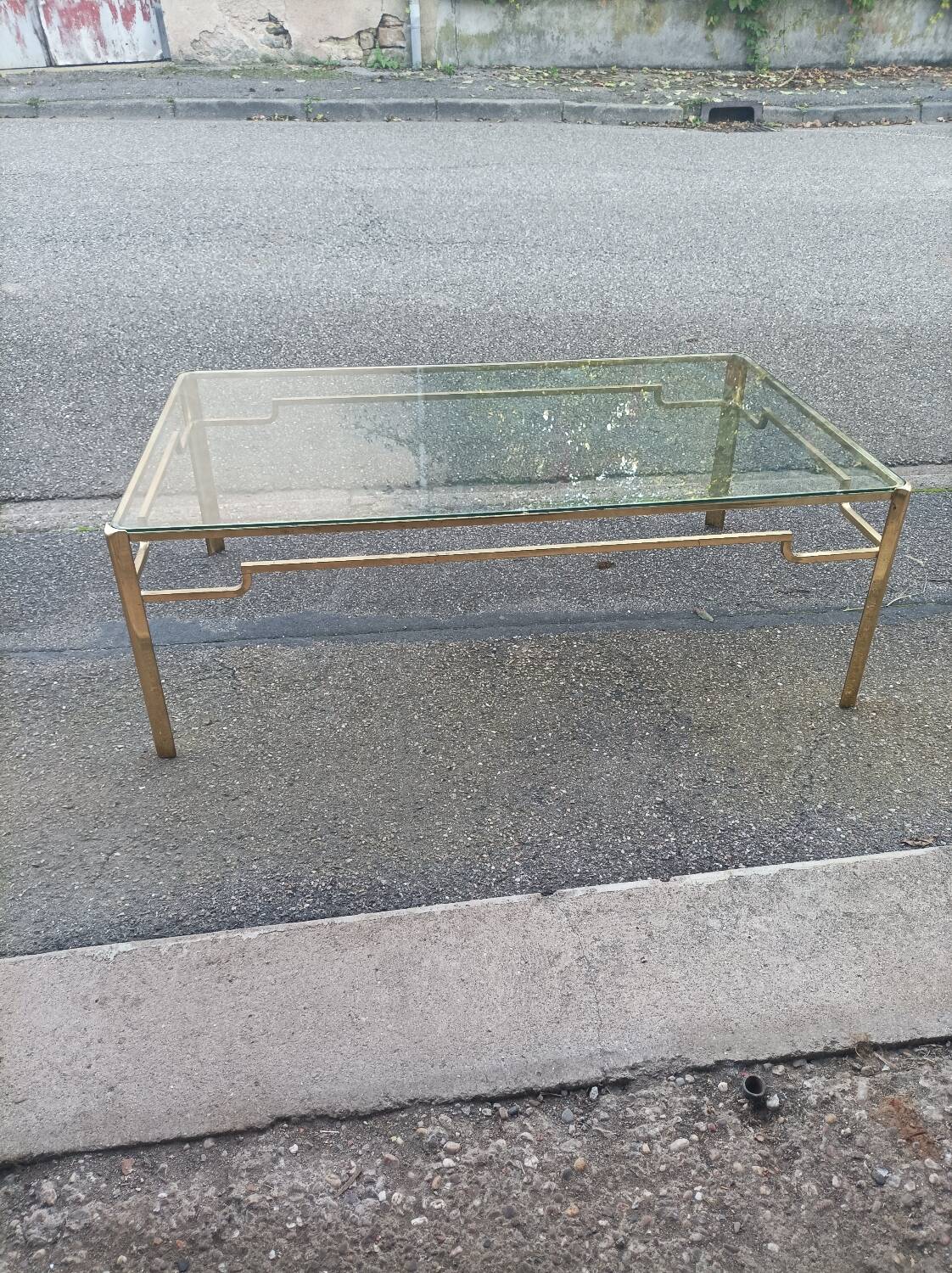 Bronze and glass coffee table