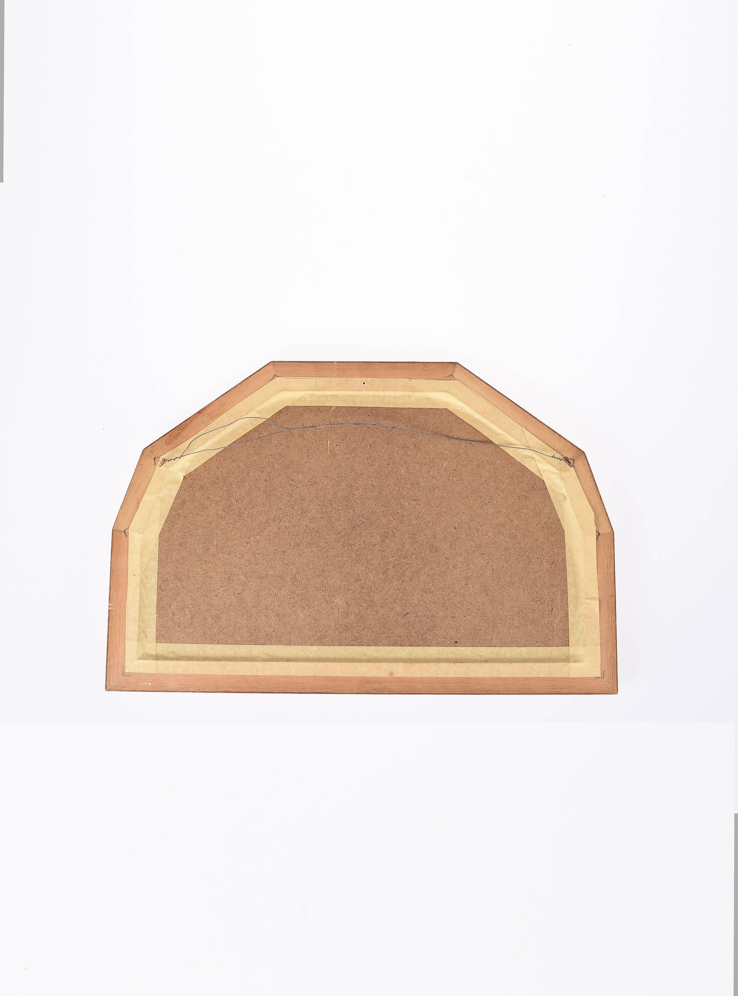 Old vintage octagonal mirror, floral patterns, green and gold