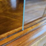 1940s Art Decò dressing table in blond walnut with sliding glass