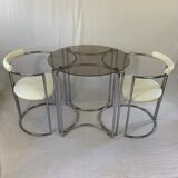 Chrome table and two modernist chairs