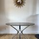 Dining / living table in chrome and smoked glass design 70s