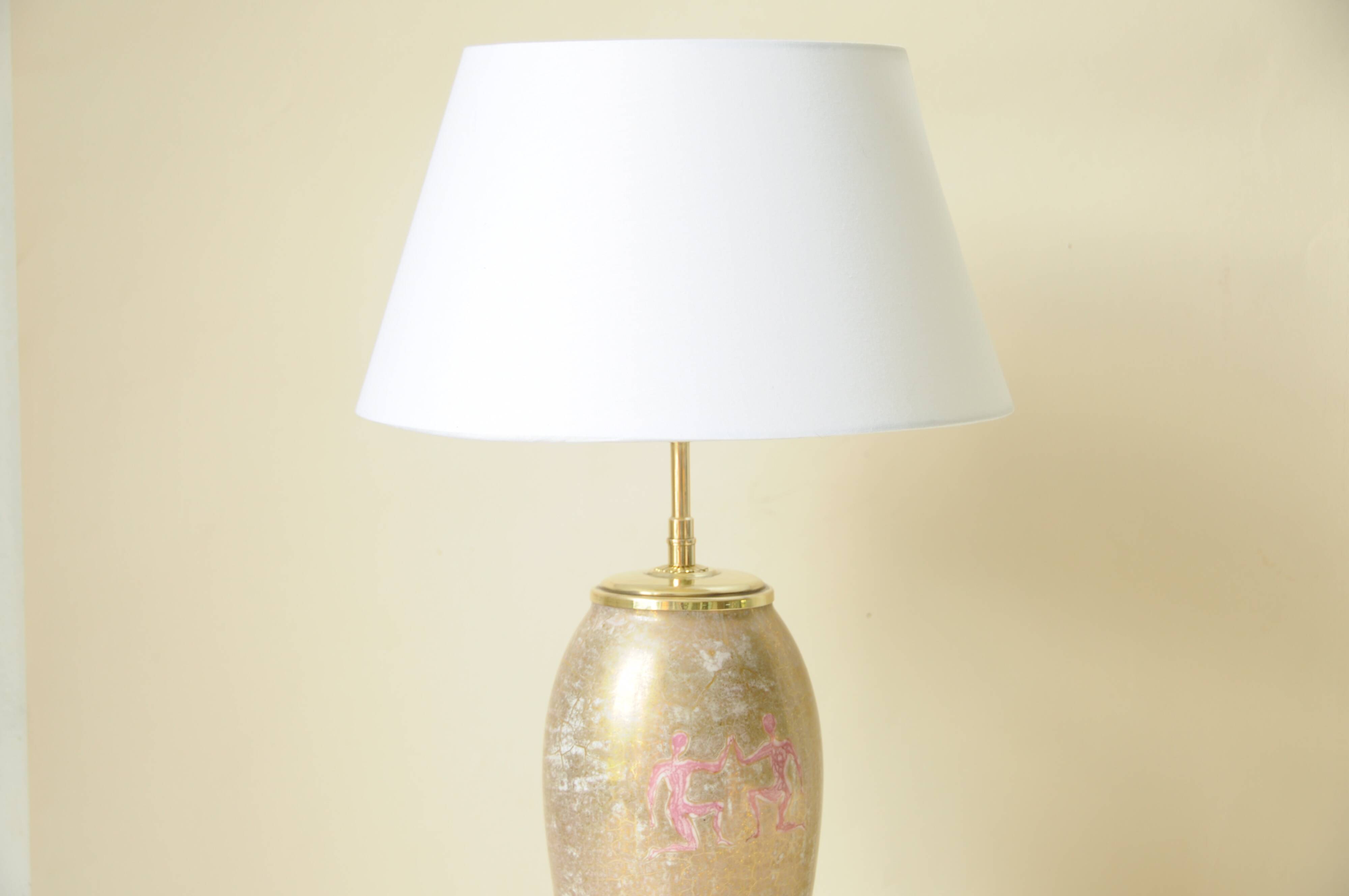 Antique Limoges porcelain table lamp, gold color, astrological sign decor