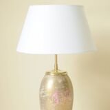 Antique Limoges porcelain table lamp, gold color, astrological sign decor