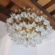 Lustre, 3 levels, crystal flowers, Italy 1970