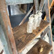 Ancien escabeau de peintre en bois patiné vintage