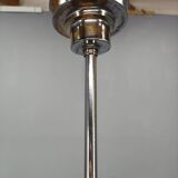 Art Deco Brass Pendant with Geometric Opaline Glass, Czechoslovakia 1930s