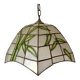 Pendant lamp in mother-of-pearl and brass with bamboo decor